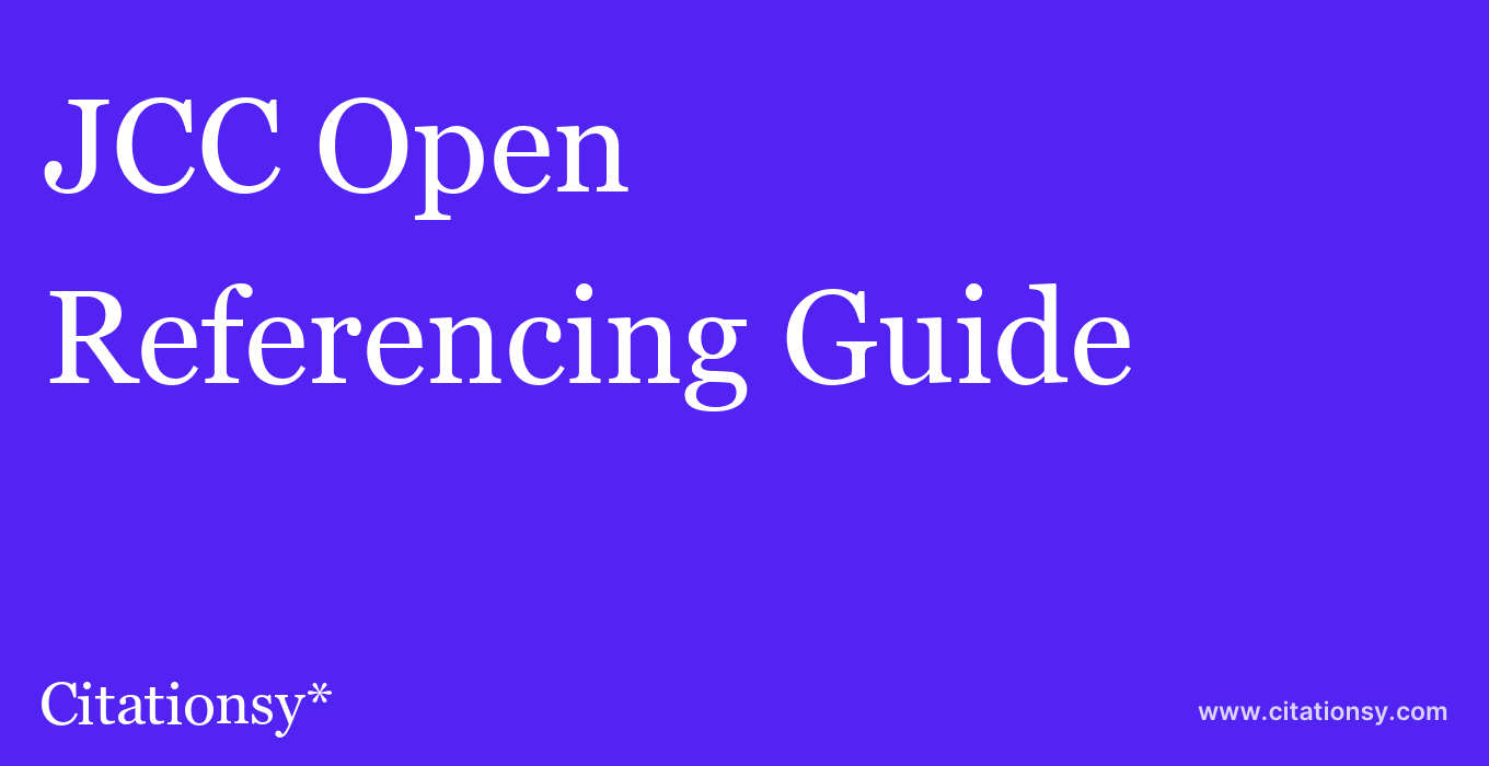 cite JCC Open  — Referencing Guide